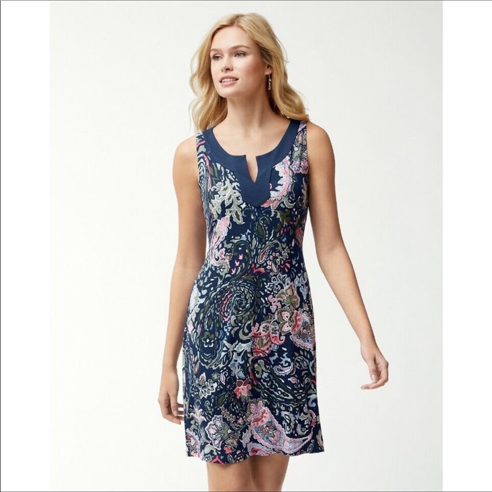 Tommy Bahama Paisley Promenade Tambour Dress Small